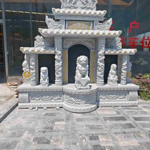 荆州芝麻白中国黑石材套墓 花岗岩墓碑